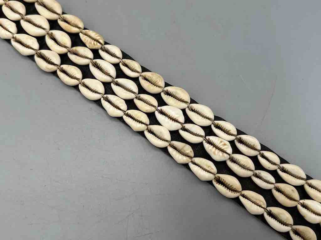 African Cultural Very High Quality Wide Real Cowrie Shell-Leather Tie Closure Belt - 4 Colors