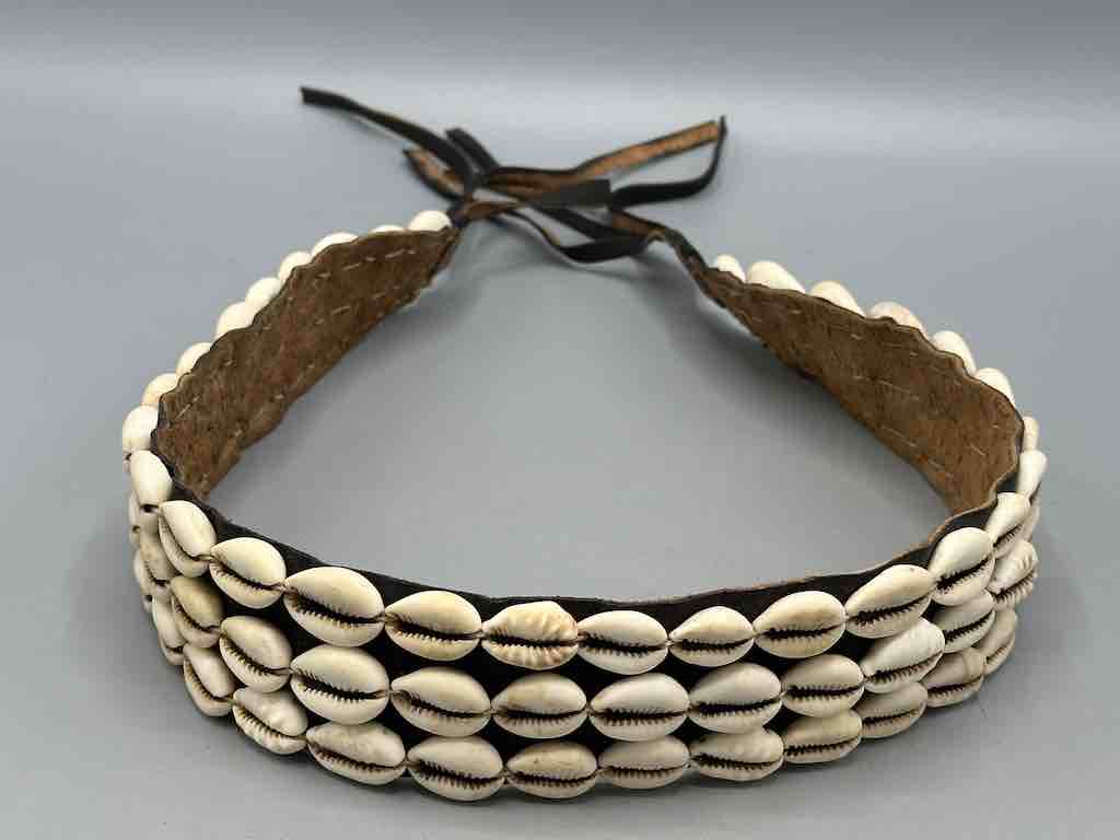 African Cultural Very High Quality Wide Real Cowrie Shell-Leather Tie Closure Belt - 4 Colors