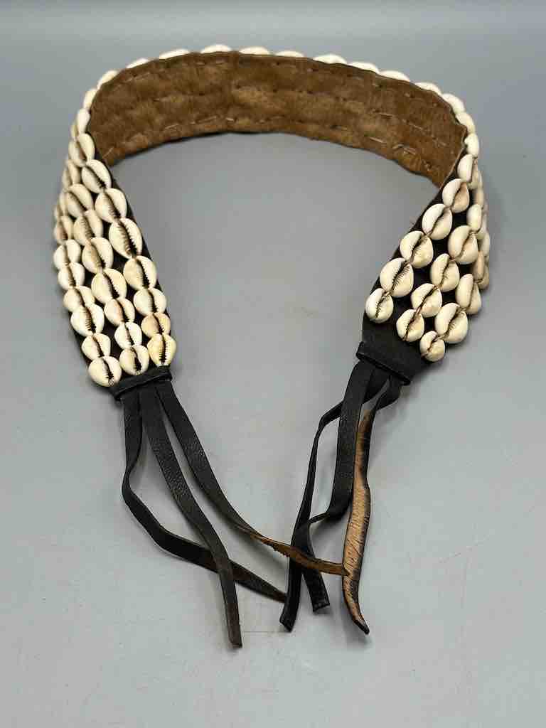 African Cultural Very High Quality Wide Real Cowrie Shell-Leather Tie Closure Belt - 4 Colors