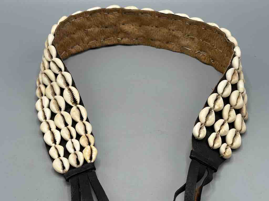 African Cultural Very High Quality Wide Real Cowrie Shell-Leather Tie Closure Belt - 4 Colors