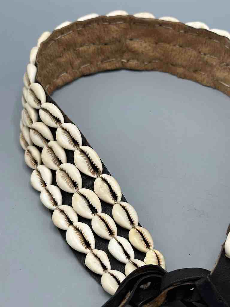 African Cultural Very High Quality Wide Real Cowrie Shell-Leather Tie Closure Belt - 4 Colors