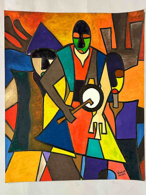 Osogbo School African Painting on Heavy Paper Frameable Art