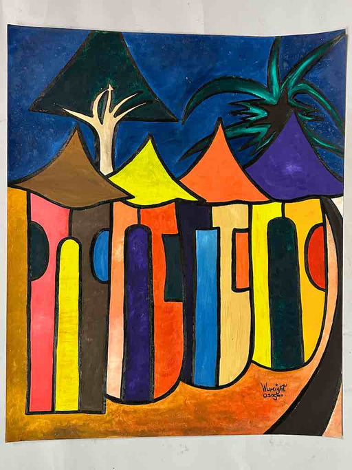 Osogbo School African Painting on Heavy Paper Frameable Art