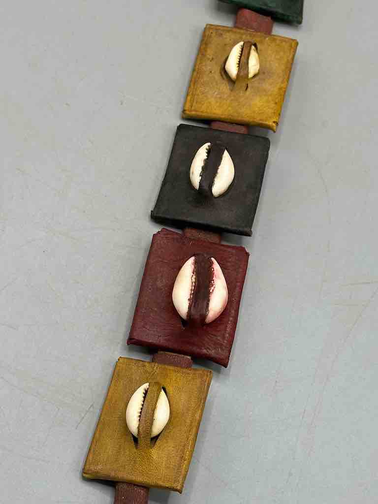 African Cultural Real Cowrie Shell-Leather Medallions Belt - 6 colors