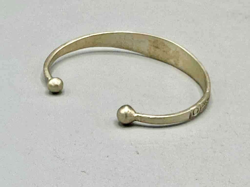 Small Wide Tuareg Coin Silver Etched Bracelet