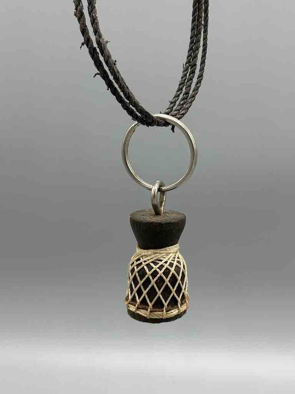 Small Carved Wooden Djembe Drum Pendant Keychain - Ghana