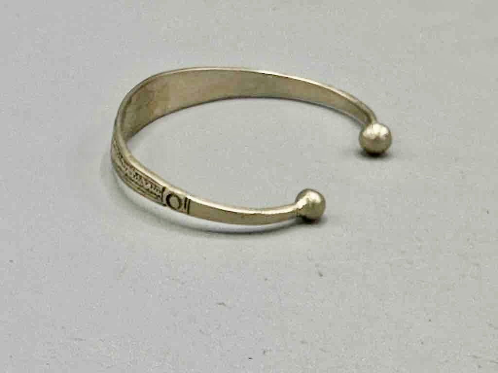 Small Wide Tuareg Coin Silver Etched Bracelet