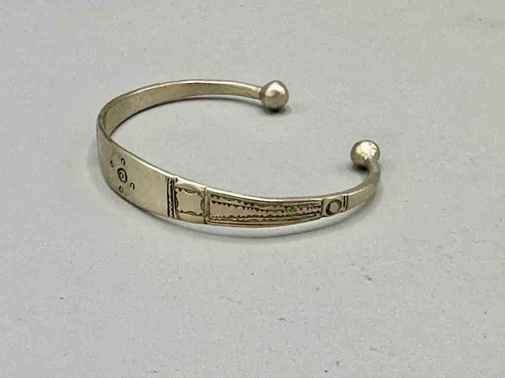 Small Wide Tuareg Coin Silver Etched Bracelet