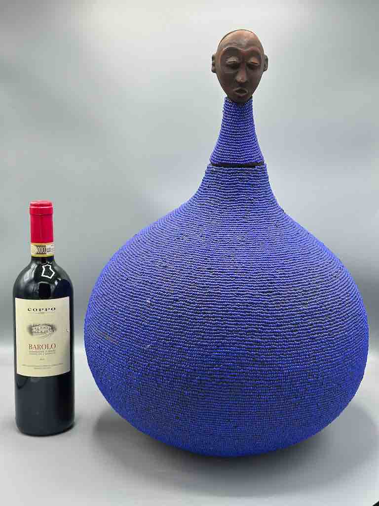 Congolese Beaded Decor Gourd from Kenya Africa - Violet