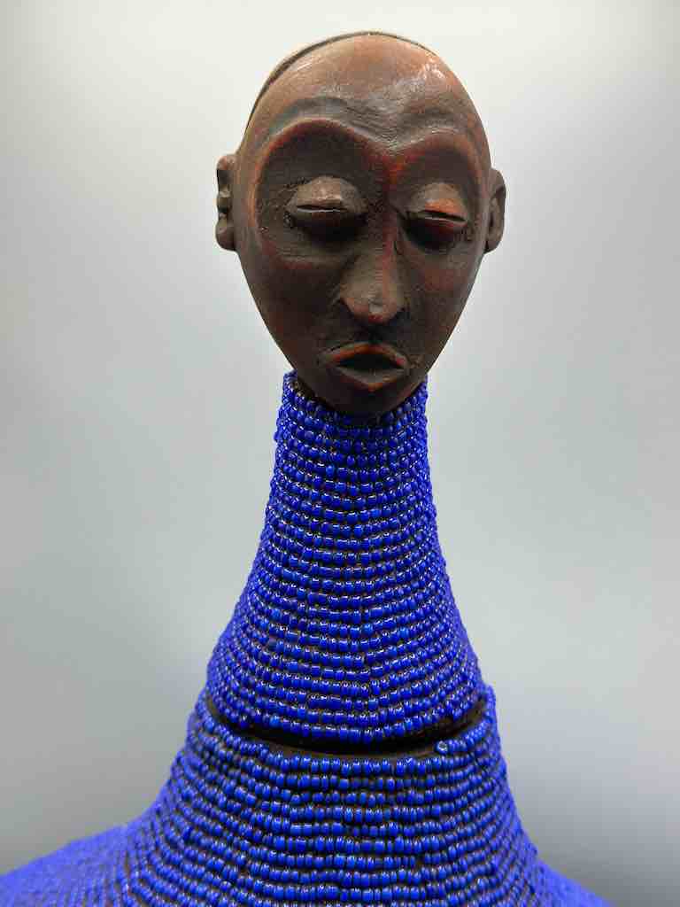 Congolese Beaded Decor Gourd from Kenya Africa - Violet