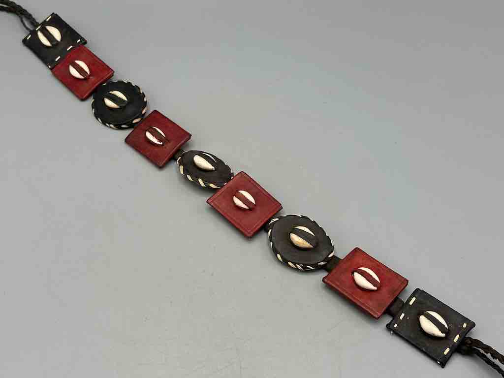 African Cultural Real Cowrie Shell-Leather Medallions Belt - 6 colors