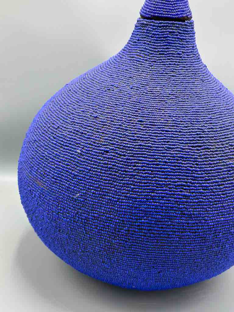 Congolese Beaded Decor Gourd from Kenya Africa - Violet