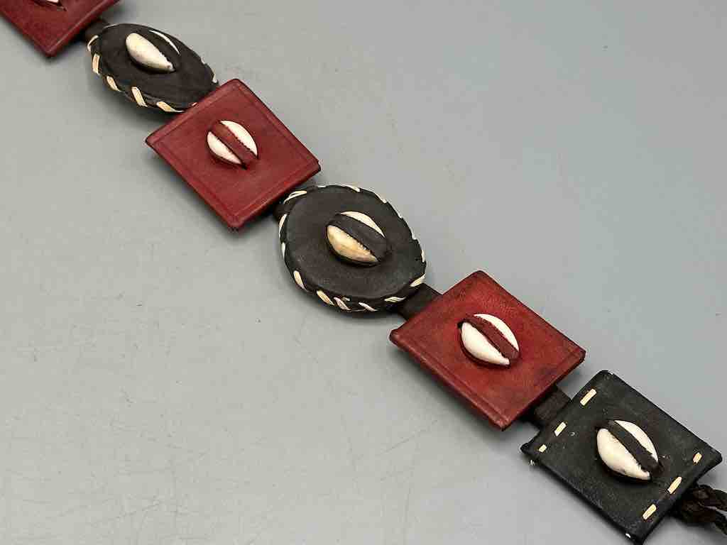 African Cultural Real Cowrie Shell-Leather Medallions Belt - 6 colors