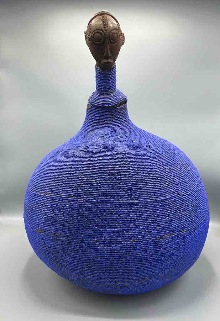 Congolese Beaded Decor Gourd from Kenya Africa - Violet