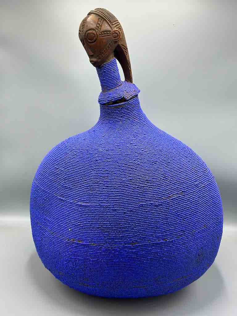 Congolese Beaded Decor Gourd from Kenya Africa - Violet