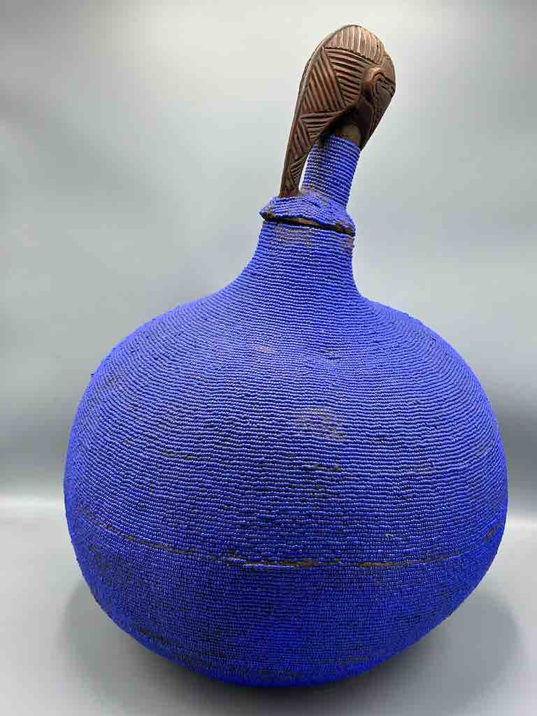 Congolese Beaded Decor Gourd from Kenya Africa - Violet