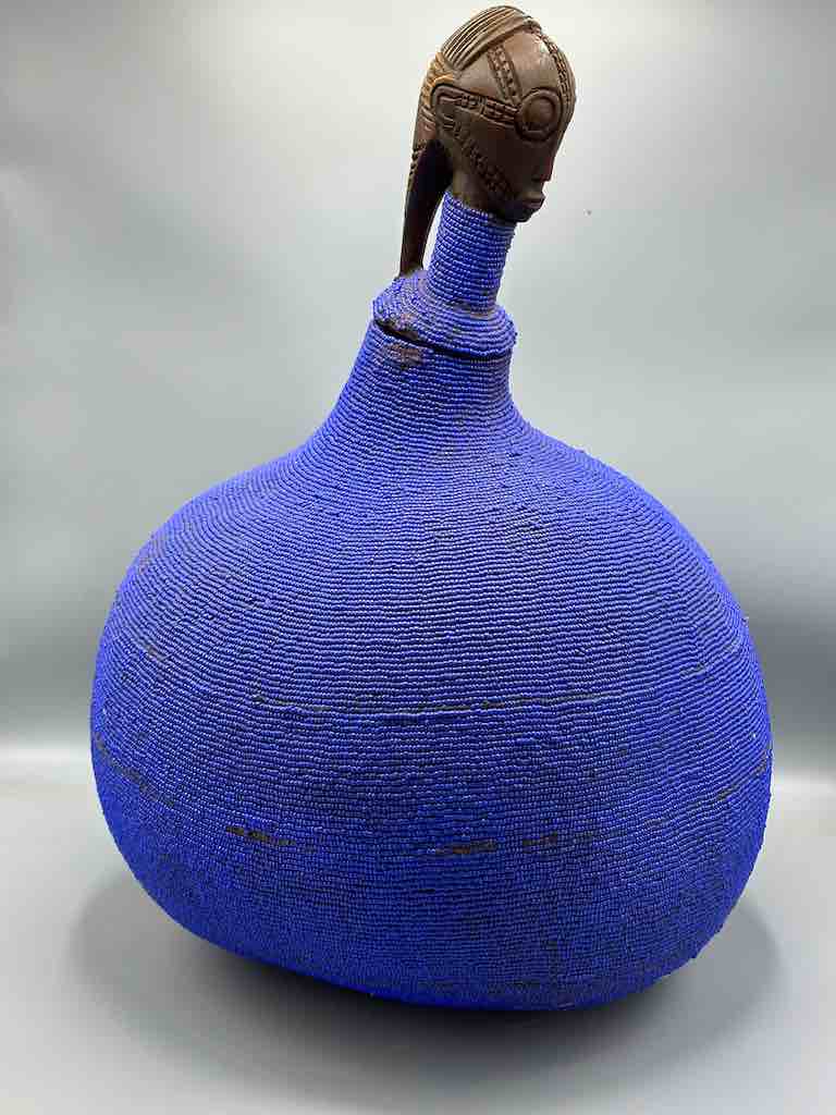 Congolese Beaded Decor Gourd from Kenya Africa - Violet