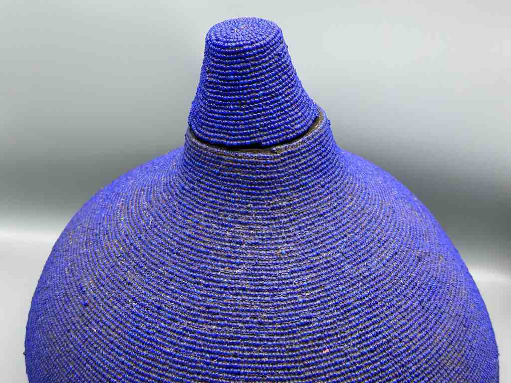 Congolese Beaded Decor Gourd from Kenya Africa - Violet