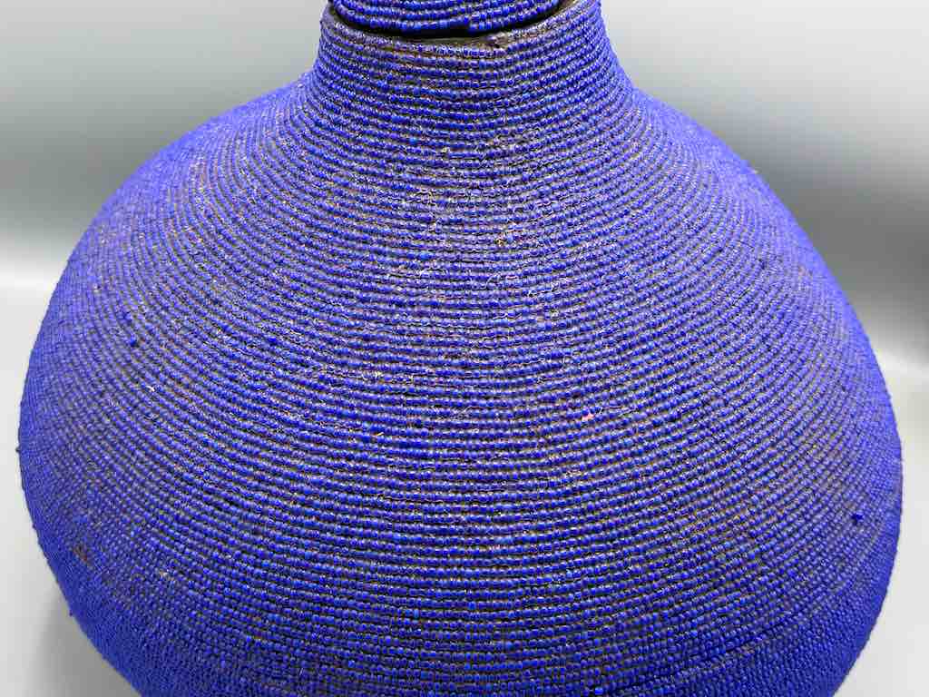 Congolese Beaded Decor Gourd from Kenya Africa - Violet