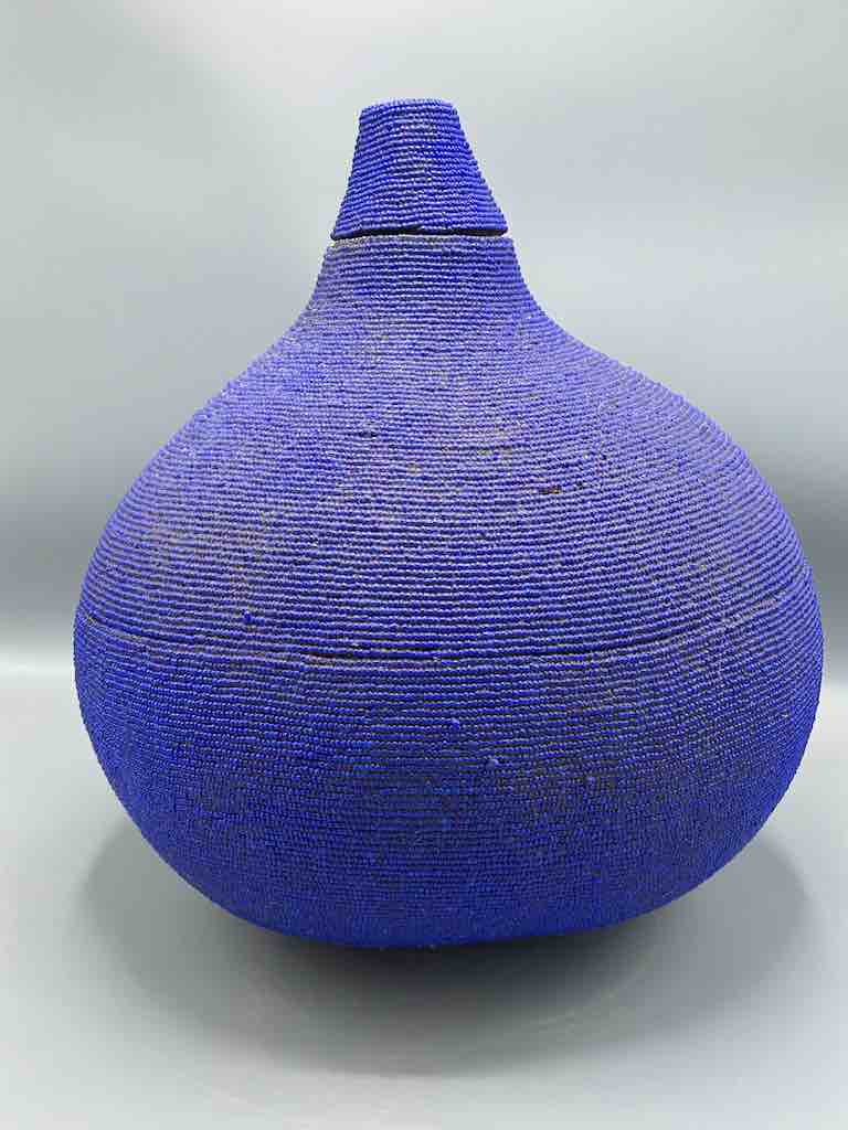 Congolese Beaded Decor Gourd from Kenya Africa - Violet