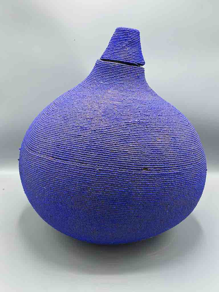 Congolese Beaded Decor Gourd from Kenya Africa - Violet