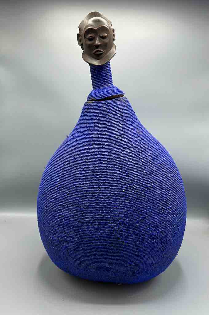 Congolese Beaded Decor Gourd from Kenya Africa - Violet