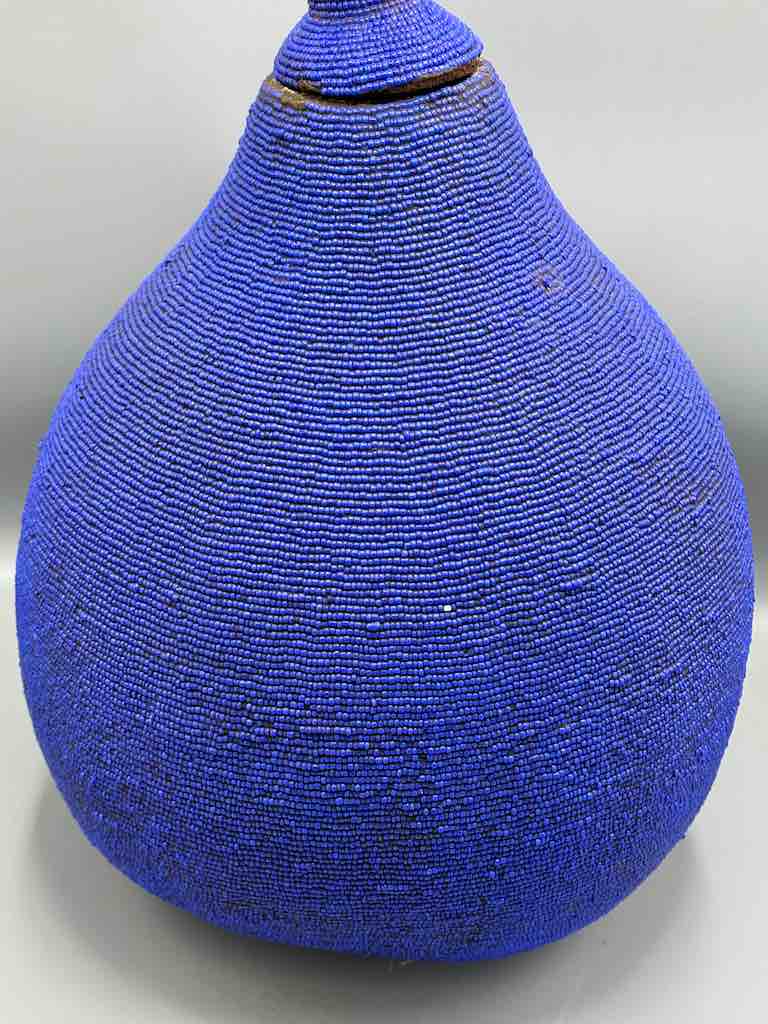 Congolese Beaded Decor Gourd from Kenya Africa - Violet