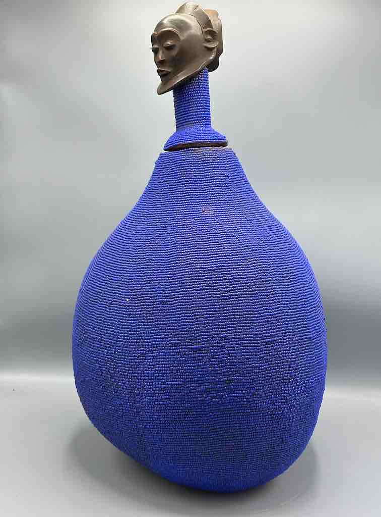 Congolese Beaded Decor Gourd from Kenya Africa - Violet