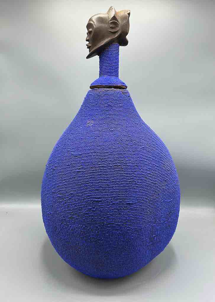 Congolese Beaded Decor Gourd from Kenya Africa - Violet