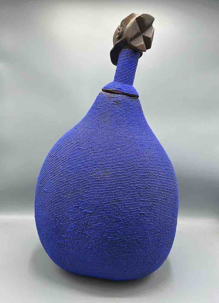 Congolese Beaded Decor Gourd from Kenya Africa - Violet