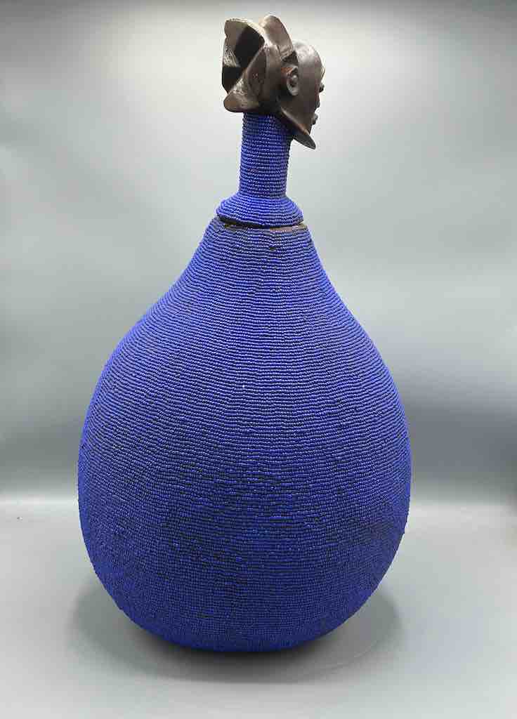 Congolese Beaded Decor Gourd from Kenya Africa - Violet