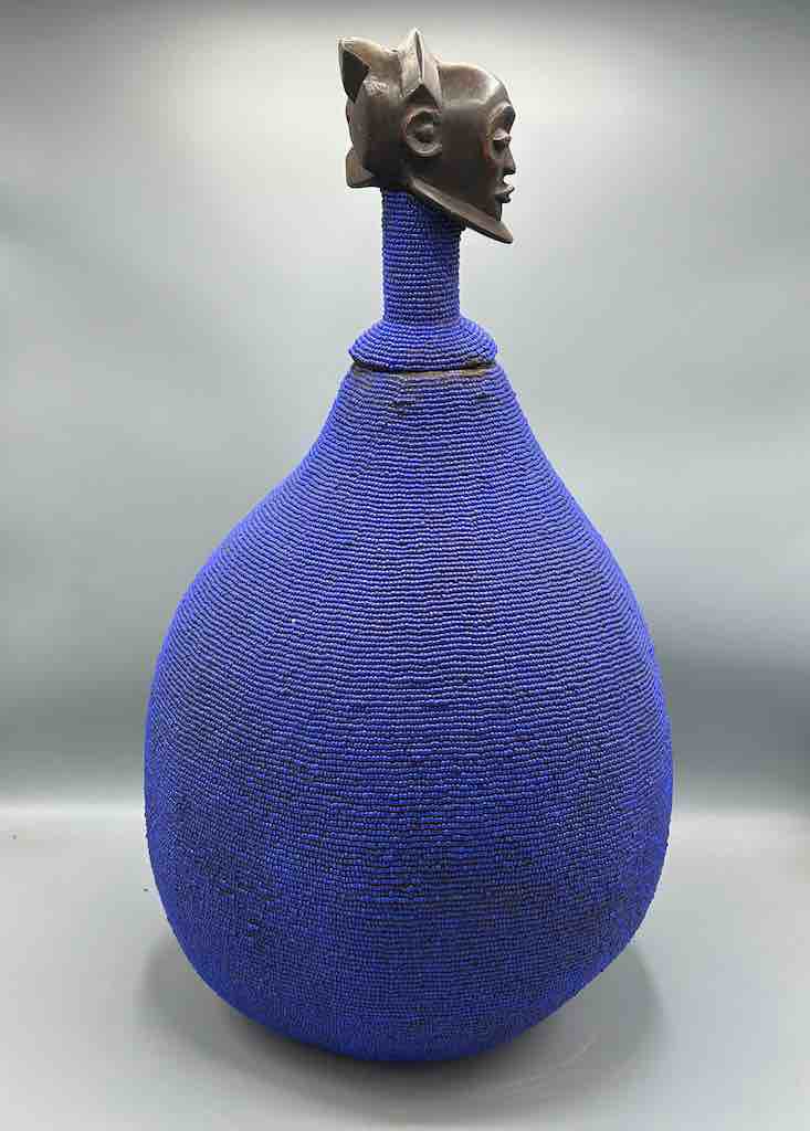 Congolese Beaded Decor Gourd from Kenya Africa - Violet