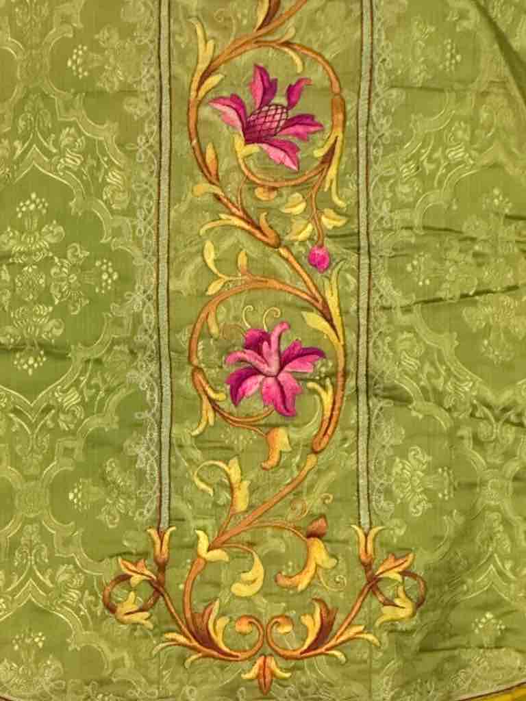 Antique Vietnamese Catholic Sacred Heart Cross Design Chasuble Authentic Ecclesiastical Garment