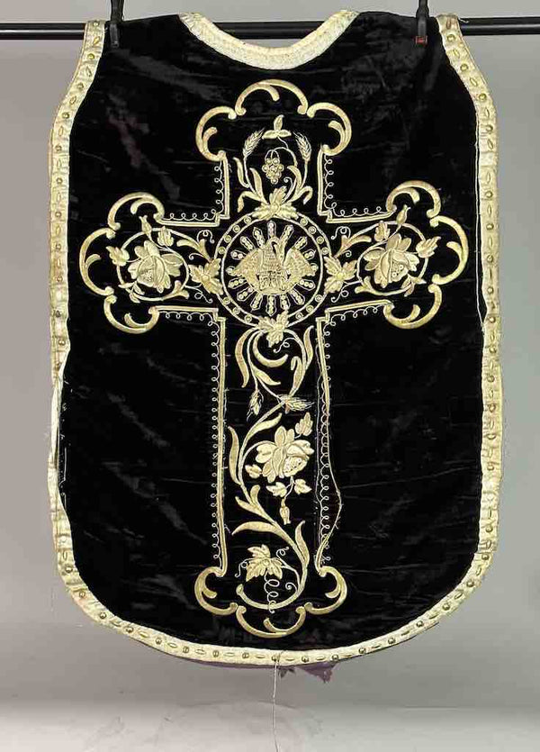 Antique Vietnamese Catholic Nurturing Bird Cross Design Chasuble Authentic Ecclesiastical Garment