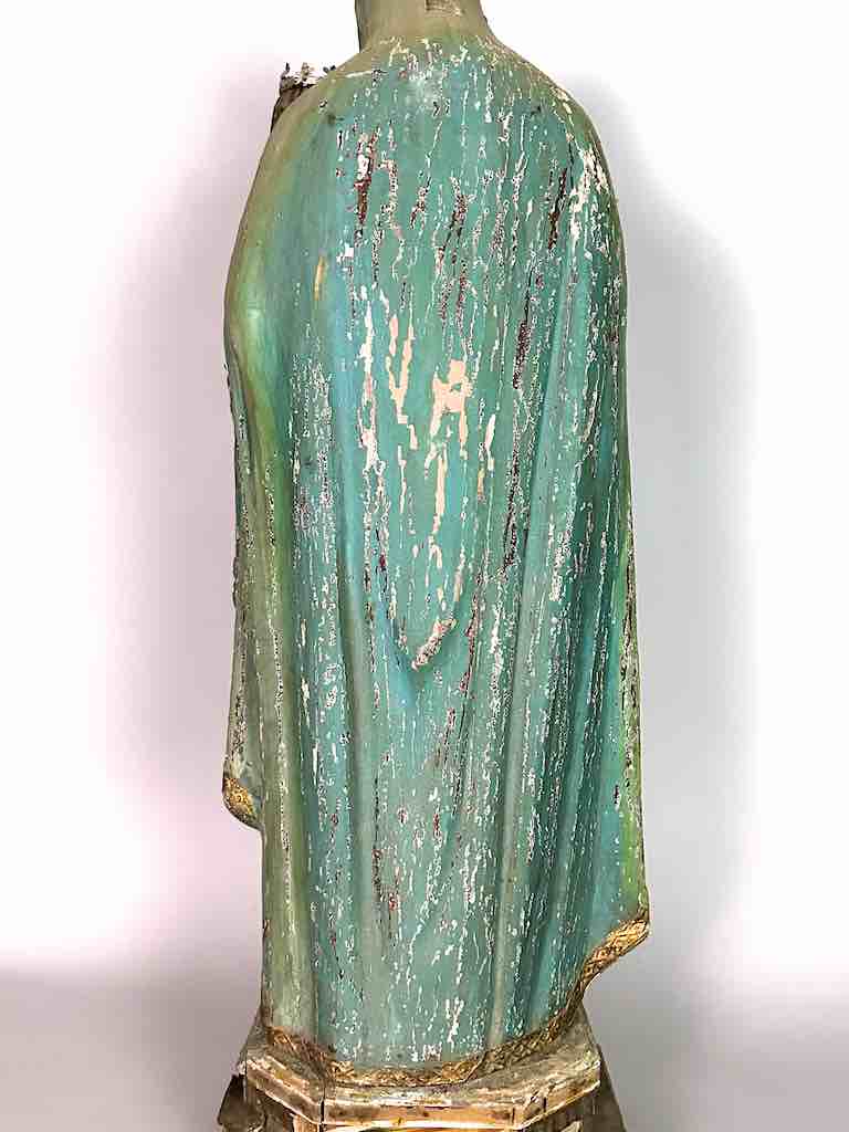 Very Large Antique Vietnamese Catholic Saint Figure Mary & Jesus