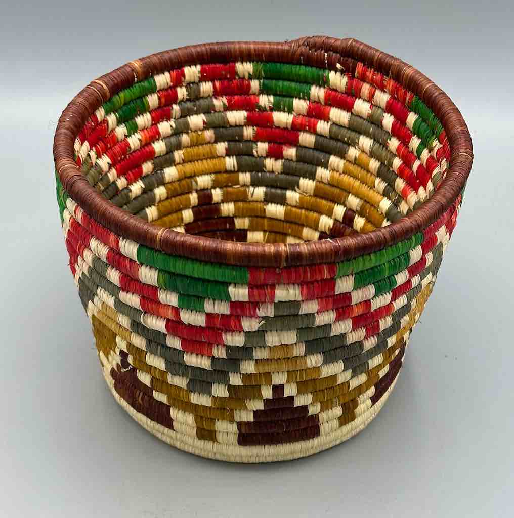 Batwa Deep Cylinder Colorful Raffia Basket