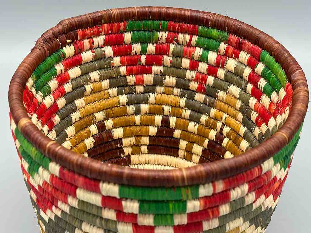 Batwa Deep Cylinder Colorful Raffia Basket