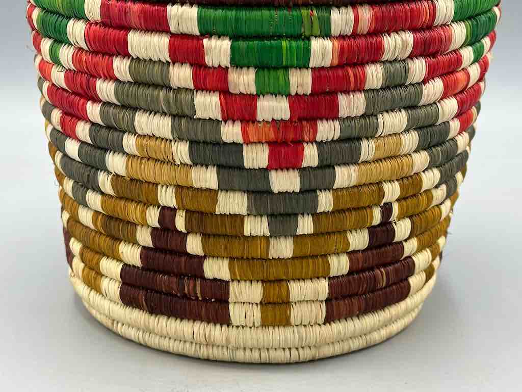 Batwa Deep Cylinder Colorful Raffia Basket