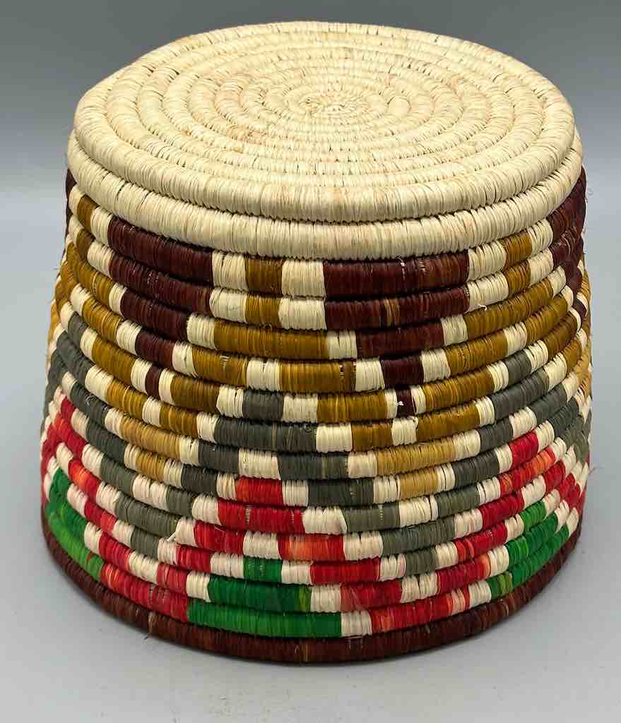 Batwa Deep Cylinder Colorful Raffia Basket