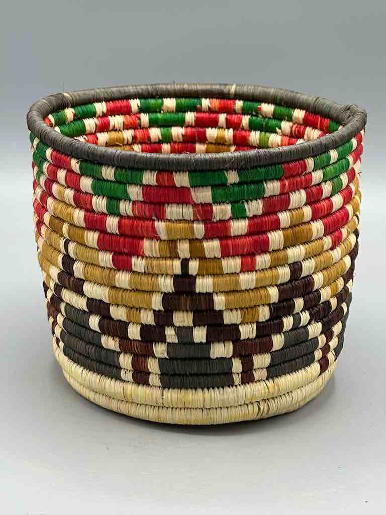 Batwa Deep Cylinder Colorful Raffia Basket