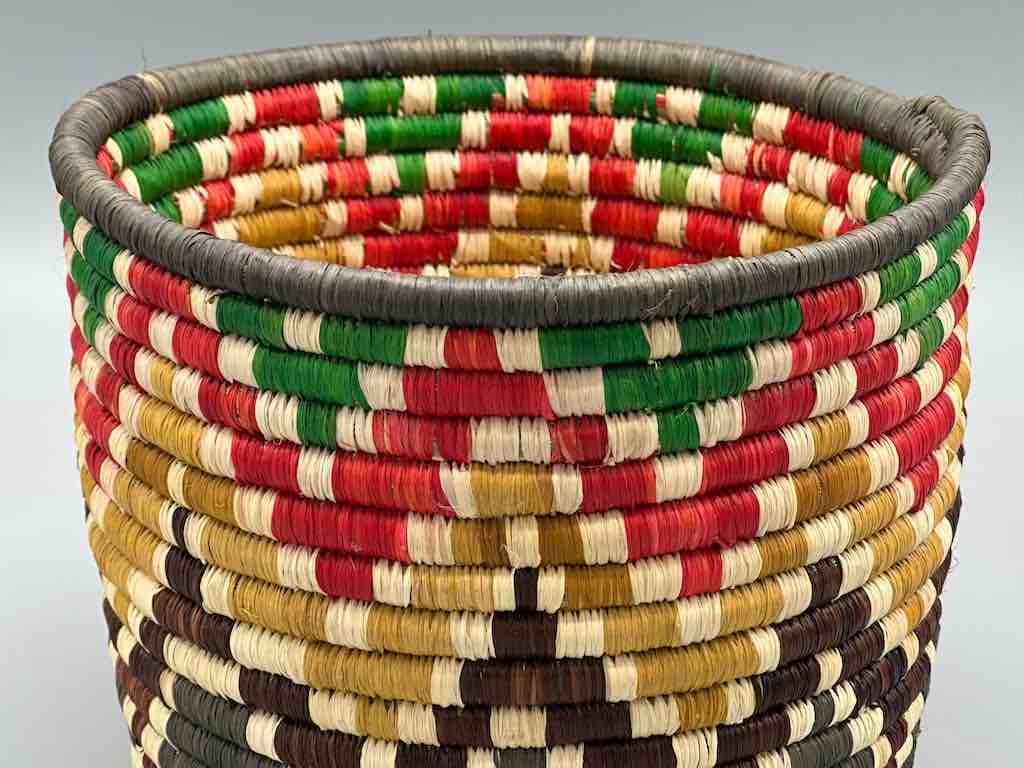 Batwa Deep Cylinder Colorful Raffia Basket