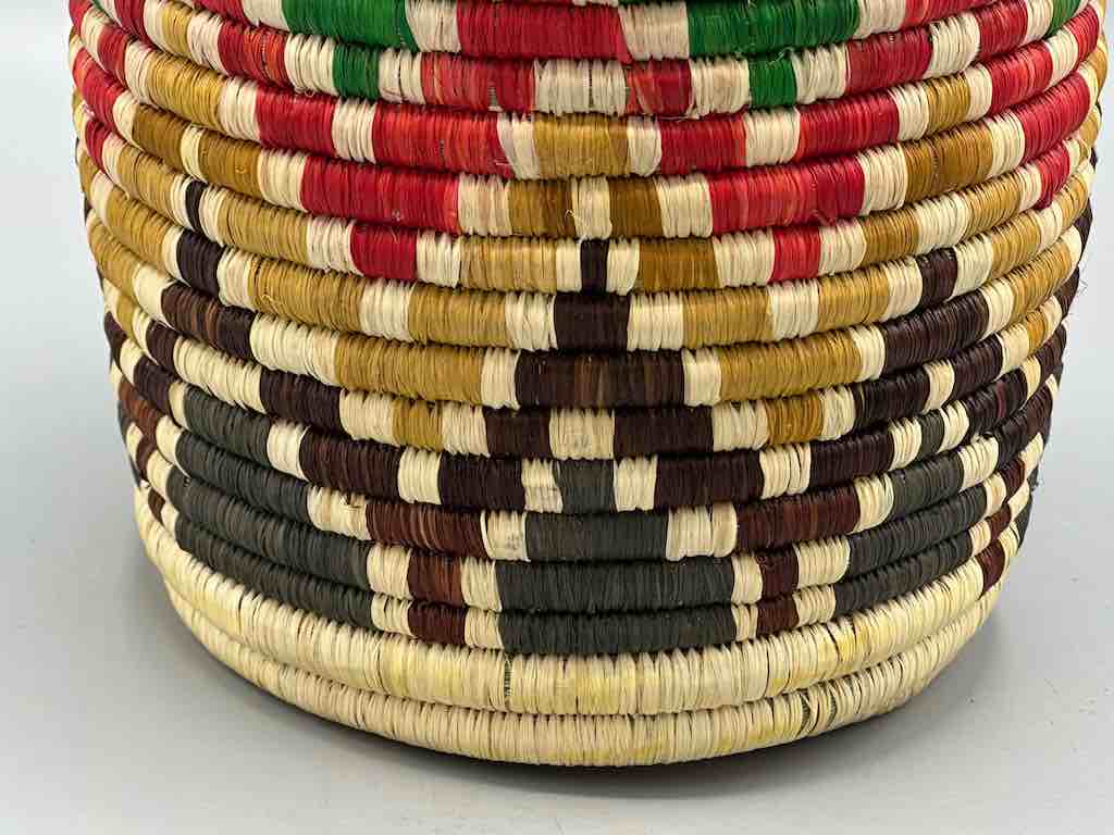 Batwa Deep Cylinder Colorful Raffia Basket