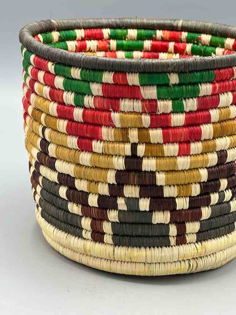 Batwa Deep Cylinder Colorful Raffia Basket