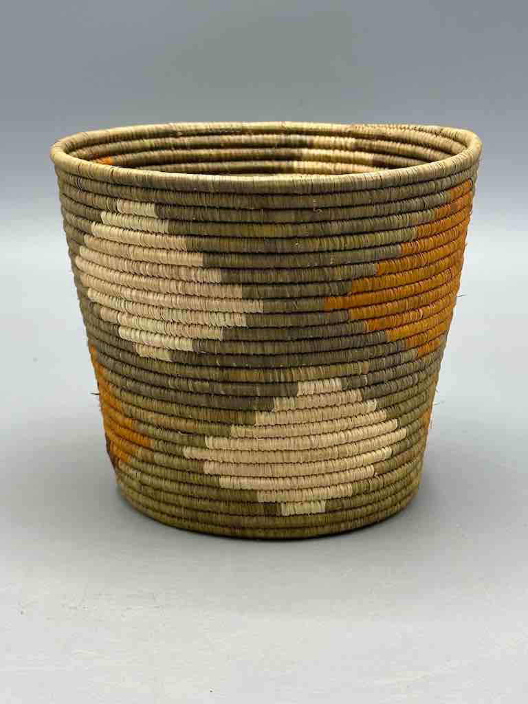 Olive with diamond design cylinder tightest weave Batwa basket