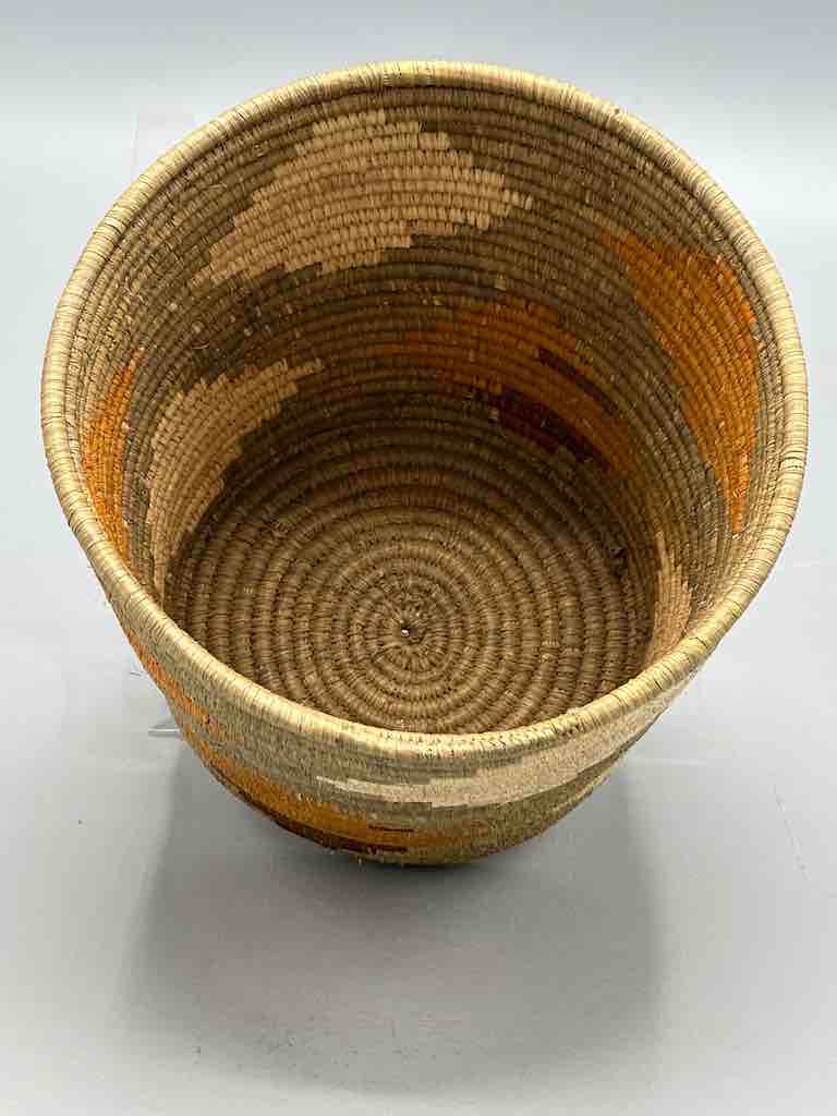 Olive with diamond design cylinder tightest weave Batwa basket