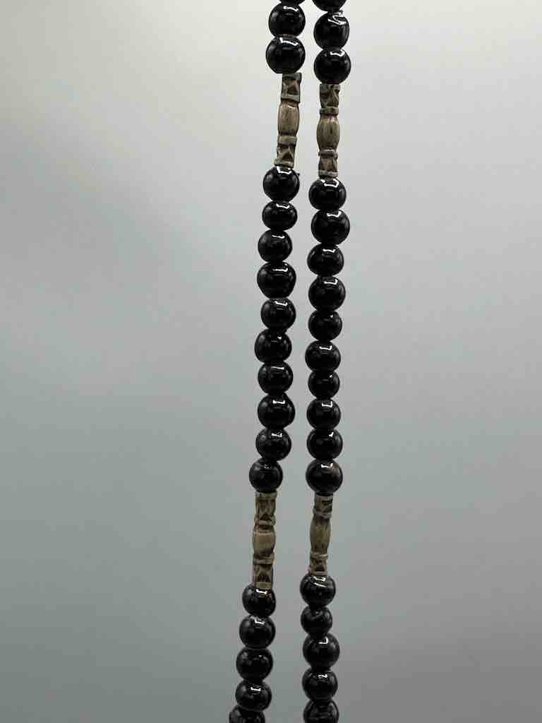 Tuareg InGall Metal & Glass Pendant Black & Metal Bead Necklace - Niger