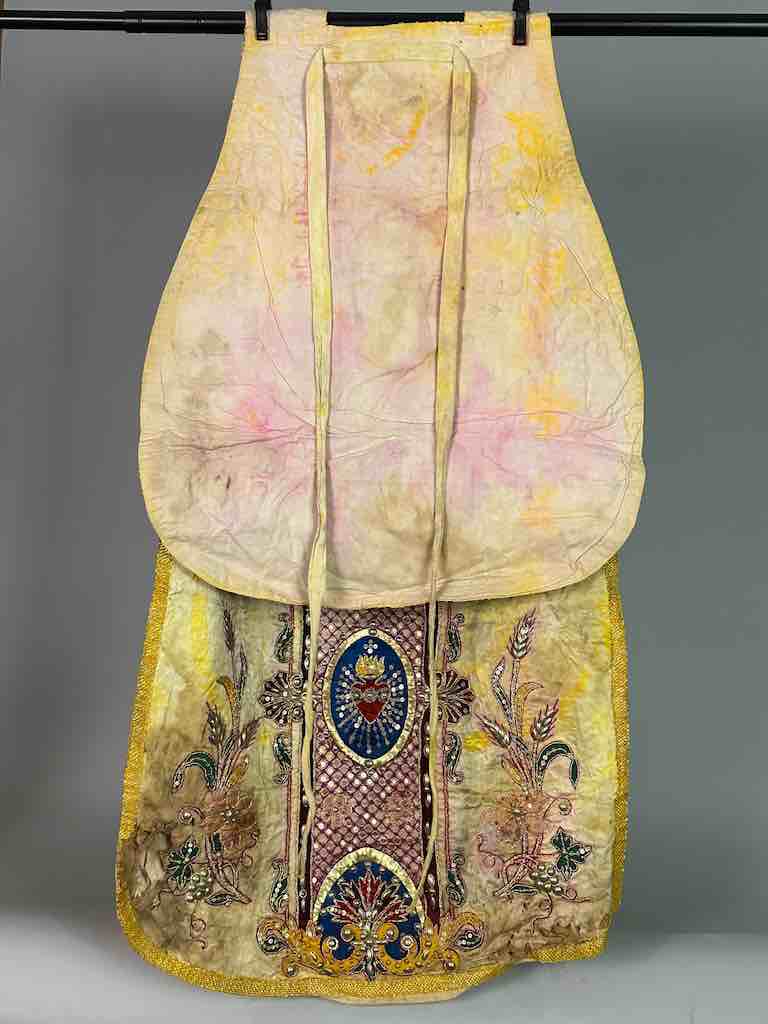 Antique Vietnamese Catholic Female Saint Figure Chasuble Authentic Ecclesiastical Garment