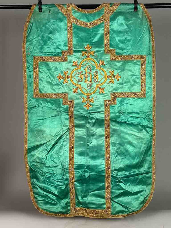 Antique Vietnamese Catholic IHS Design Chasuble Authentic Ecclesiastical Garment
