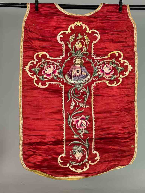 Antique Vietnamese Catholic Jesus Christ Design Chasuble Authentic Ecclesiastical Garment