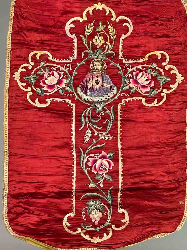 Antique Vietnamese Catholic Jesus Christ Design Chasuble Authentic Ecclesiastical Garment
